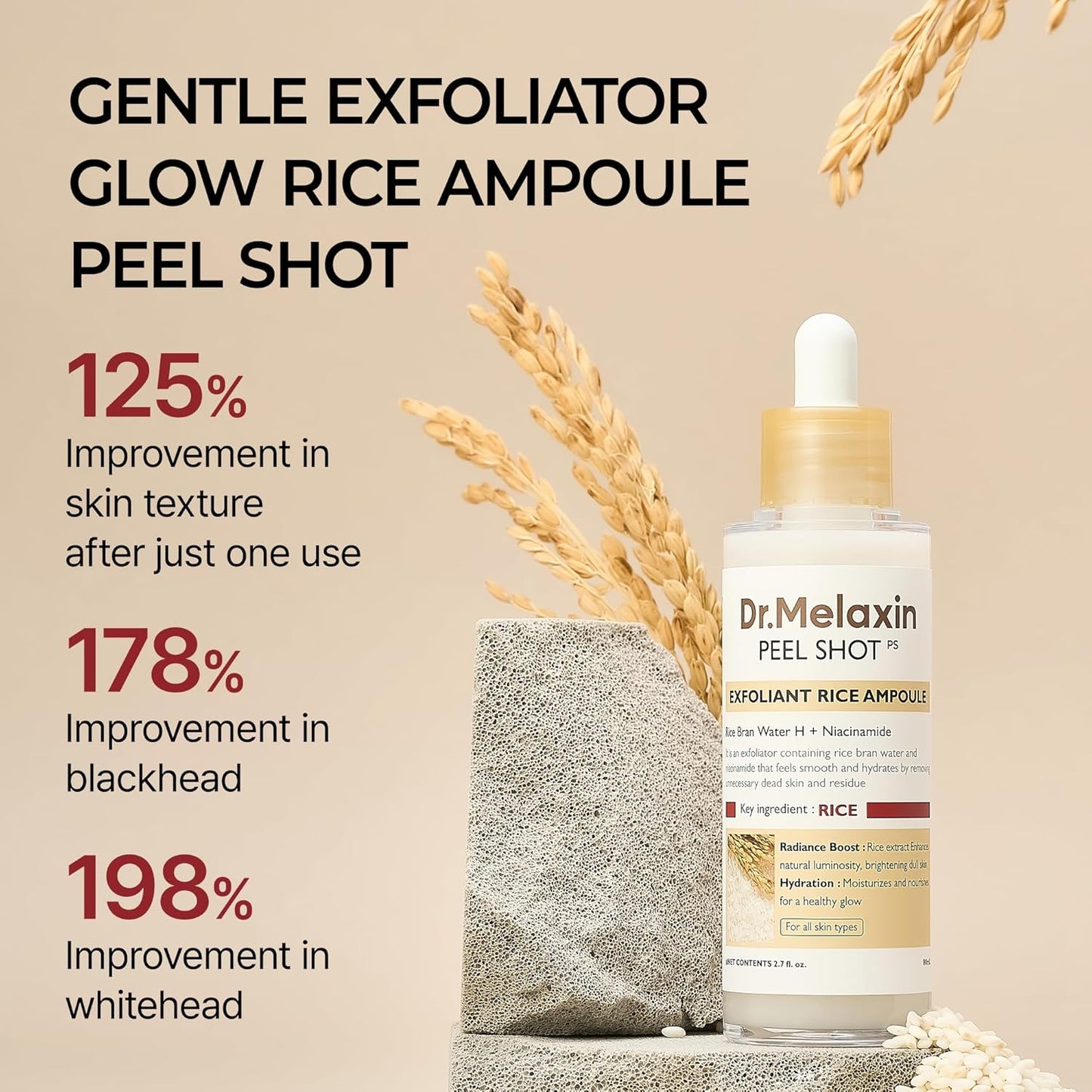 Revitalize Your Skin with Dr. Melaxin Rice Exfoliating Serum - Hydrate, Soften, and Shrink Pores for Flawless Complexion!